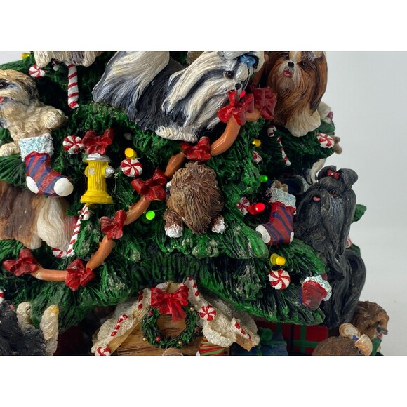 Danbury Mint Shih Tzu Christmas Tree Lighted Dog Puppy Holiday Decor Complete - Picture 6 of 16